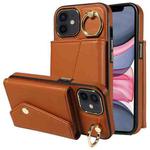 For iPhone 11 Diagonal Crossbody Ring Organ Wallet Leather Back Phone Case(Brown)