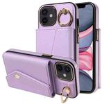 For iPhone 11 Diagonal Crossbody Ring Organ Wallet Leather Back Phone Case(Purple)