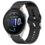 For Garmin Forerunner 165 Wavy Grain Stitched 20mm Silicone Watch Band(Black)