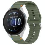 For Garmin Forerunner 165 Wavy Grain Stitched 20mm Silicone Watch Band(Army Green)