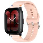 For Amazfit Active Wavy Grain Stitched 20mm Silicone Watch Band(Pink)