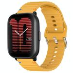 For Amazfit Active Wavy Grain Stitched 20mm Silicone Watch Band(Yellow)