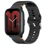 For Amazfit Active Wavy Grain Stitched 20mm Silicone Watch Band(Black)