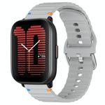 For Amazfit Active Wavy Grain Stitched 20mm Silicone Watch Band(Gray)
