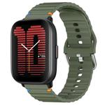 For Amazfit Active Wavy Grain Stitched 20mm Silicone Watch Band(Army Green)