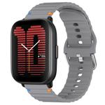 For Amazfit Active Wavy Grain Stitched 20mm Silicone Watch Band(Space Gray)