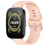 For Amazfit Bip 5 / GTR 4 Wavy Grain Stitched 22mm Silicone Watch Band(Pink)