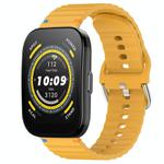 For Amazfit Bip 5 / GTR 4 Wavy Grain Stitched 22mm Silicone Watch Band(Yellow)