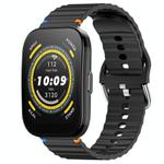 For Amazfit Bip 5 / GTR 4 Wavy Grain Stitched 22mm Silicone Watch Band(Black)