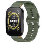For Amazfit Bip 5 / GTR 4 Wavy Grain Stitched 22mm Silicone Watch Band(Army Green)