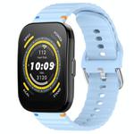 For Amazfit Bip 5 / GTR 4 Wavy Grain Stitched 22mm Silicone Watch Band(Light Blue)