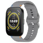 For Amazfit Bip 5 / GTR 4 Wavy Grain Stitched 22mm Silicone Watch Band(Space Gray)