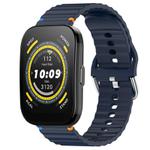 For Amazfit Bip 5 / GTR 4 Wavy Grain Stitched 22mm Silicone Watch Band(Midnight Blue)