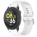 For COROS Pace 3 Wavy Grain Stitched 22mm Silicone Watch Band(White)