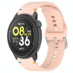 For COROS Pace 3 Wavy Grain Stitched 22mm Silicone Watch Band(Pink)