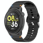 For COROS Pace 3 Wavy Grain Stitched 22mm Silicone Watch Band(Black)