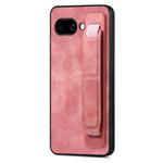 For Google Pixel 9a Retro Wristband Holder Leather Back Phone Case(Pink)