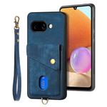 For Google Pixel 9a Retro Card Wallet Fold Leather Phone Case with Strap(Blue)