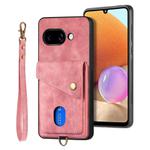 For Google Pixel 9a Retro Card Wallet Fold Leather Phone Case with Strap(Pink)