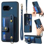 For Google Pixel 9a Retro Cross Wristband Wallet Leather Back Phone Case(Blue)
