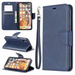 Retro Lambskin Texture Pure Color Horizontal Flip PU Leather Case for Galaxy A10&M10, with Holder & Card Slots & Wallet & Lanyard(Blue)