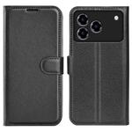 For ZTE Blade A76 4G Litchi Texture Horizontal Flip Leather Phone Case with Holder(Black)