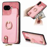 For Google Pixel 9a Cross Leather Ring Vertical Zipper Wallet Back Phone Case(Pink)