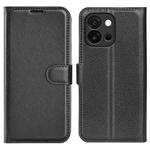 For OnePlus 13T Litchi Texture Horizontal Flip Leather Phone Case with Holder(Black)