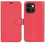 For OnePlus 13T Litchi Texture Horizontal Flip Leather Phone Case with Holder(Red)