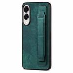 For Samsung Galaxy S25 Edge 5G Retro Wristband Holder Leather Back Phone Case(Green)