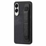 For Samsung Galaxy S25 Edge 5G Retro Wristband Holder Leather Back Phone Case(Black)