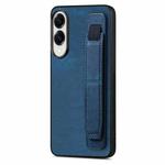 For Samsung Galaxy S25 Edge 5G Retro Wristband Holder Leather Back Phone Case(Blue)