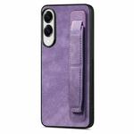 For Samsung Galaxy S25 Edge 5G Retro Wristband Holder Leather Back Phone Case(Purple)