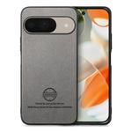 For Google Pixel 9 / 9 Pro Twill Fabric Leather Skin Back Phone Case(Gray)
