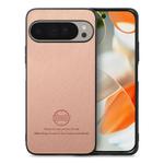 For Google Pixel 9 Pro XL Twill Fabric Leather Skin Back Phone Case(Pink)