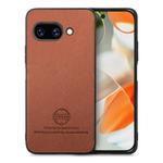 For Google Pixel 9a Twill Fabric Leather Skin Back Phone Case(Brown)