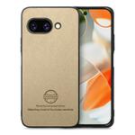 For Google Pixel 9a Twill Fabric Leather Skin Back Phone Case(Khaki)