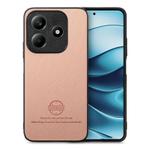 For Redmi Note 14 5G Twill Fabric Leather Skin Back Phone Case(Pink)