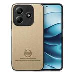 For Redmi Note 14 5G Twill Fabric Leather Skin Back Phone Case(Khaki)