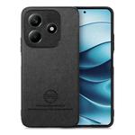 For Redmi Note 14 5G Twill Fabric Leather Skin Back Phone Case(Black)