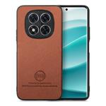 For Redmi Note 14 Pro+ 5G Twill Fabric Leather Skin Back Phone Case(Brown)