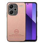For Redmi Note 13 Pro+ Twill Fabric Leather Skin Back Phone Case(Pink)