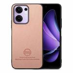 For OPPO Reno13 F Twill Fabric Leather Skin Back Phone Case(Pink)