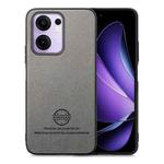 For OPPO Reno13 F Twill Fabric Leather Skin Back Phone Case(Gray)