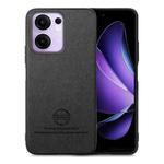 For OPPO Reno13 F Twill Fabric Leather Skin Back Phone Case(Black)