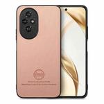 For Honor 200 Pro Twill Fabric Leather Skin Back Phone Case(Pink)