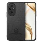 For Honor 200 Pro Twill Fabric Leather Skin Back Phone Case(Black)