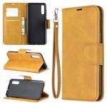 Retro Lambskin Texture Pure Color Horizontal Flip PU Leather Case for Galaxy A50, with Holder & Card Slots & Wallet & Lanyard(Yellow)