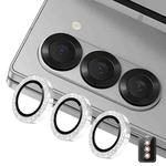 For Samsung Galaxy Z Fold5 ENKAY Hat-Prince 9H Rear Camera Lens Glitter Aluminium Alloy Tempered Glass Film(Silver)