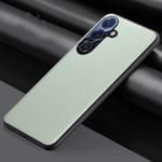 For Samsung Galaxy S25+ 5G Plain-leather All-inclusive Shockproof Phone Case(Green)